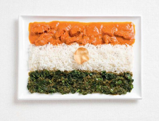Curry de viande, riz et épinards